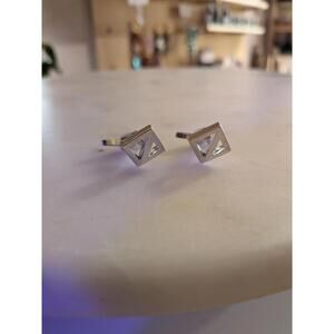 Authentic Vinrage Christian Dior CD Logo Cufflinks Interlocking Silver Tone Cuff